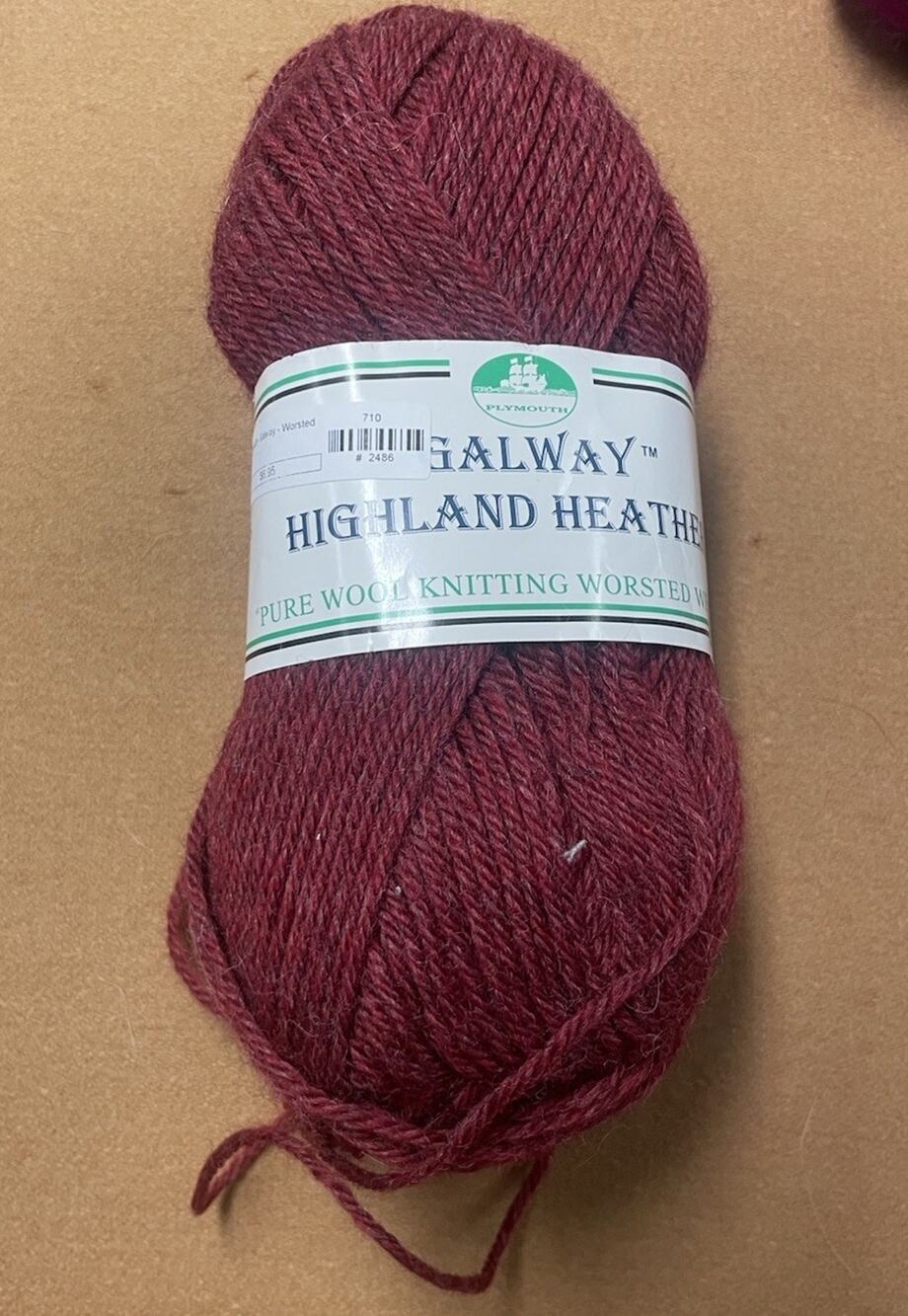 Plymouth Galway Knitting Worsted Weight 100% Wool Yarn 100 g. Color 710 Burg